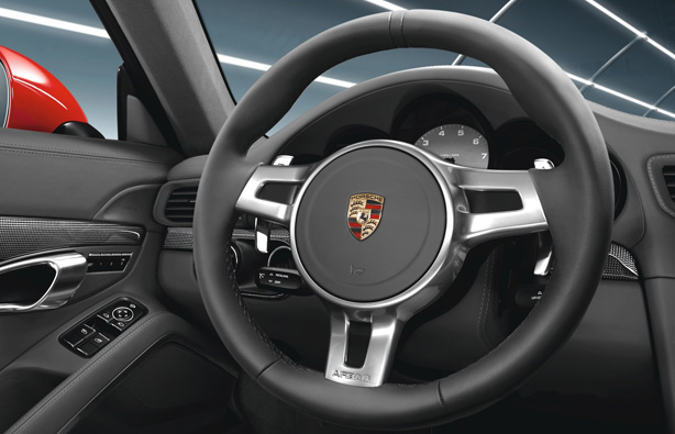 Leather Steering Wheel Cover in Black Beige Grey Porsche 911 Carrera GT Cayman 