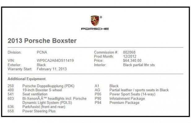 suncoast porsche parts accessories window sticker sheet pdf porsche vin build sheet